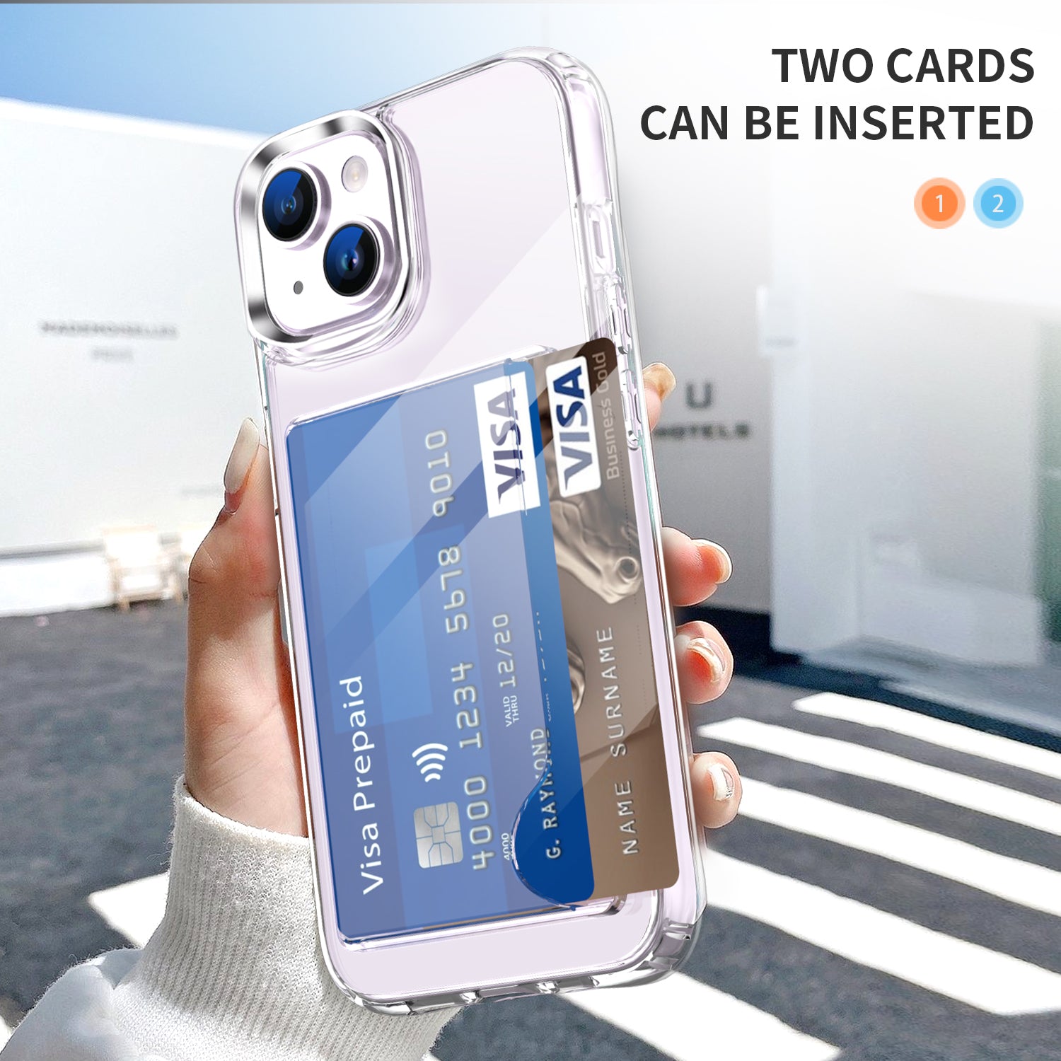 Clear Phone Case for iPhone 14 Airbag Corner Card Holder TPU + Acrylic Phone Cover Clear Phone Case for iPhone 14 Airbag Corner Card Holder TPU + Acrylic Phone Cover